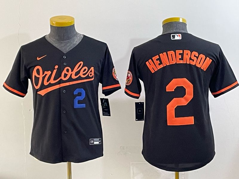 Youth 2025 Baltimore Orioles #2 Henderson Black Nike MLB Jersey 06->youth mlb jersey->Youth Jersey